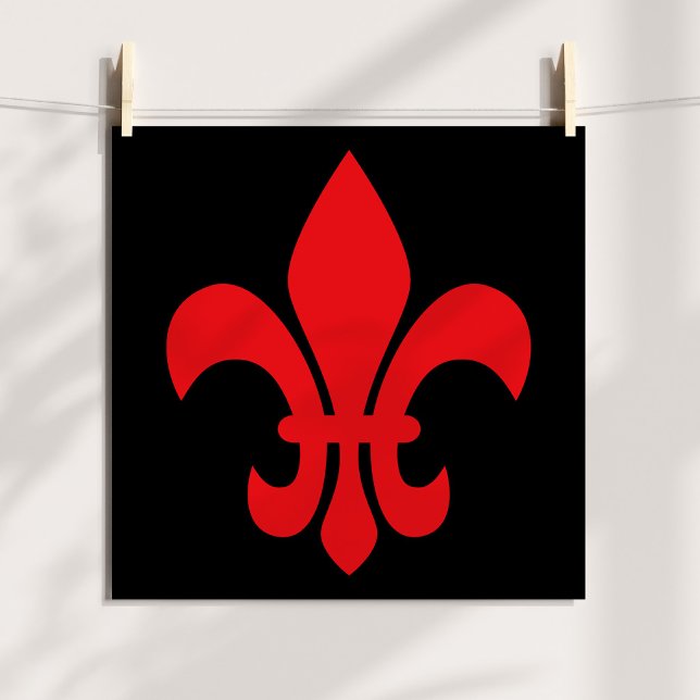 Affiches Red Fleur de Lys (Red Fleur de Lys on Black Poster)