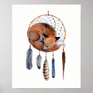 Affiches Red Fox dormant sur Dreamcatcher