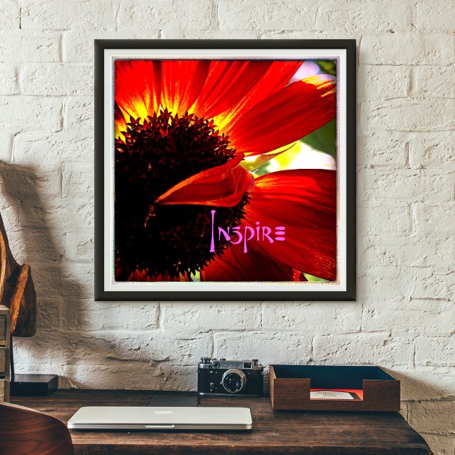 Affiches Red Gerber Daisy Closeup Photo Bold Modern Inspire (Créateur téléchargé)