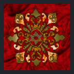 Affiches Red Hanukkah Mandala<br><div class="desc">Reds,  bronze,  orange,  fill a mandala with a Star of David in the center with bright,  festive textures to celebrate Hanukkah.</div>