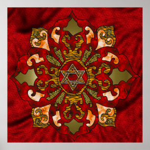 Affiches Red Hanukkah Mandala