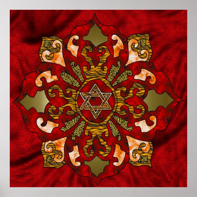 Affiches Red Hanukkah Mandala (Devant)