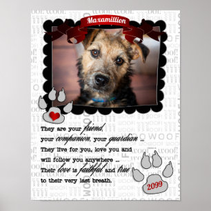 Affiches Red Heart and Poem Dog Pet Memorial Photo