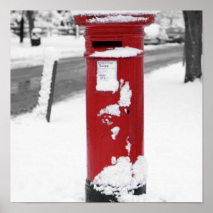 Affiches Red Mail Box in the Snow