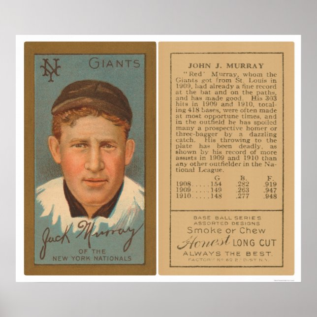 Affiches Red Murray Giants Baseball 1911 (Devant)