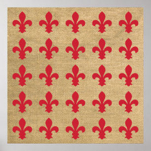 Affiches Red Parisien Moods Fleur de Lys Motif