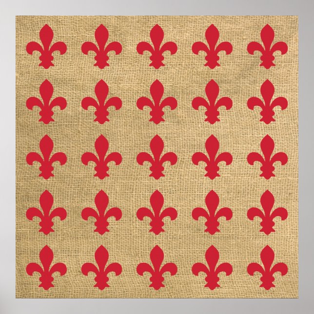 Affiches Red Parisien Moods Fleur de Lys Motif (Devant)