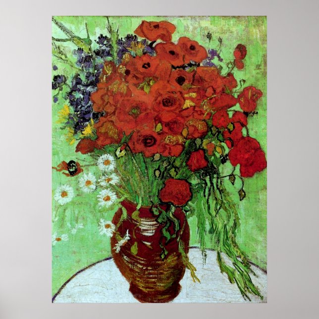 Affiches Red Poppies & Daisies (F280) Van Gogh Fine Art (Devant)