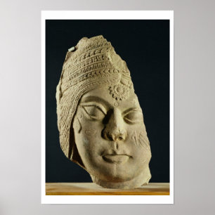 Affiches Red sandstone head of Yakshi, Bharhut, 2nd century