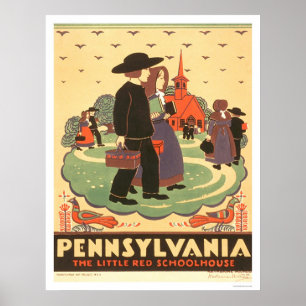 Affiches Red Schoolhouse Amish 1938 WPA