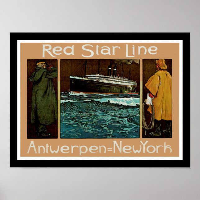 Affiches Red Star Line ~ Antwerpen-New York (Devant)