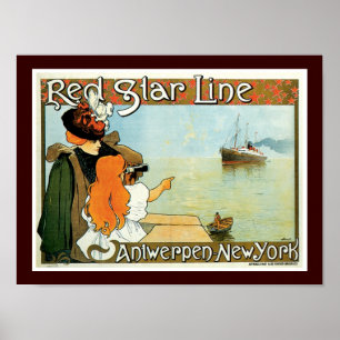 Affiches Red Star Line Femme avec publicité fille