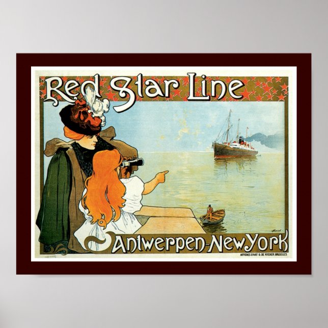 Affiches Red Star Line Femme avec publicité fille (Devant)