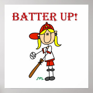 Affiches Red Text Batter Up Girls Softball Shirts and Gifts