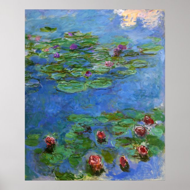 Affiches Red Water Lilies, Claude Monet (Devant)