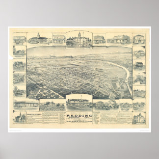 Affiches Redding, CA. Carte panoramique (1393A)