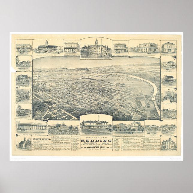 Affiches Redding, CA. Carte panoramique (1393A) (Devant)