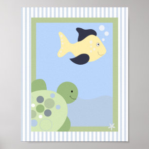 Affiches REEF TURTLE FISH 8x10 BABY NURSERY ROOM IMPRIMER