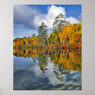 Affiches Reflets d'étang en automne, Maine