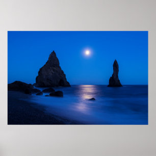 Affiches Réflexion lunaire sur les piles océaniques et ma