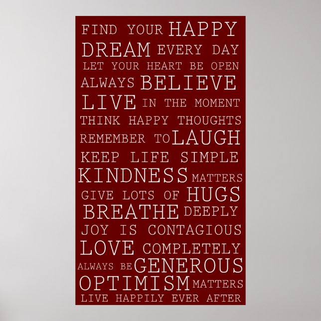 Affiches Réflexions positives rouges Mots inspirants (Devant)