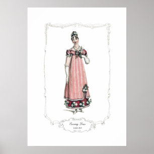 Affiches Regency Fashion Plate 1815 Robe de soirée Londres