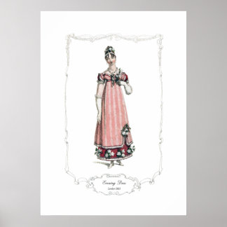 Affiches Regency Fashion Plate 1815 Robe de soirée Londres