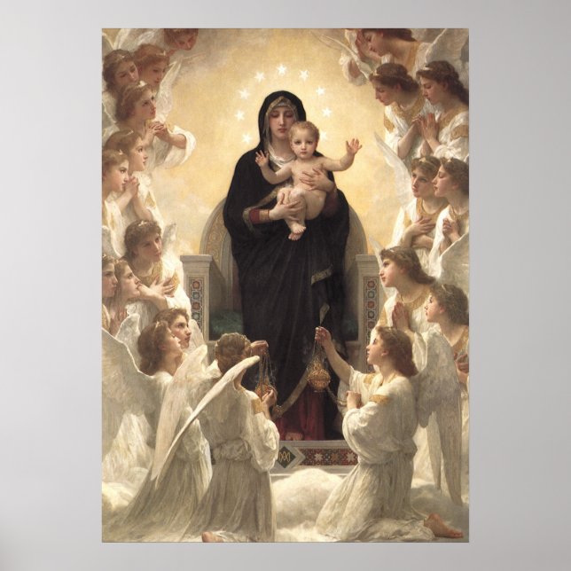 Affiches Reine des Anges Regina Angelorum par Bouguereau (Devant)
