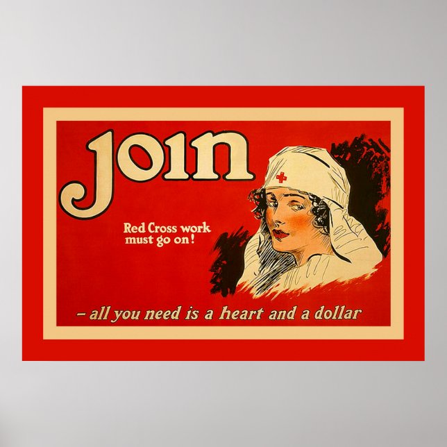 Affiches Rejoindre ~ Infirmière Vintage WW1 (Devant)