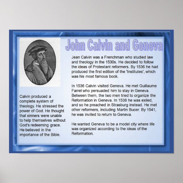 Affiches Religion, Histoire, Réforme John Calvin (Devant)
