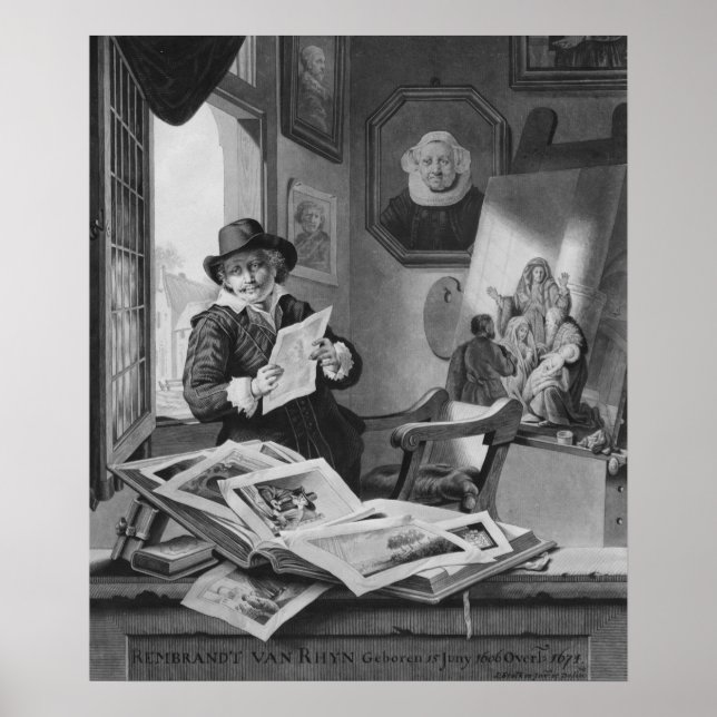 Affiches Rembrandt dans son studio (Devant)