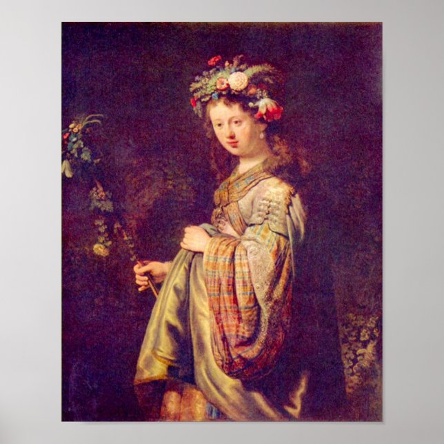 Affiches Rembrandt - Flora (portrait de Saskia en Flore) (Devant)
