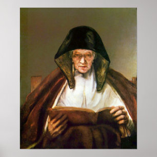 Affiches Rembrandt - Lecture d'une vieille femme