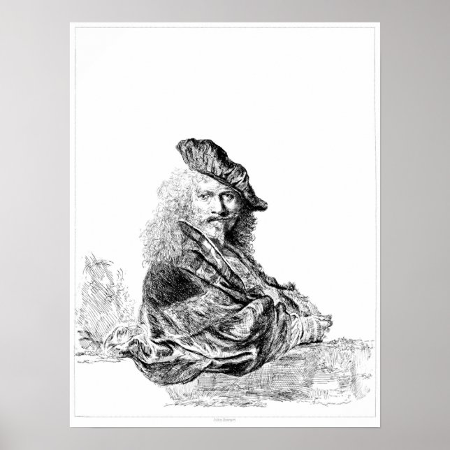 Affiches Rembrandt Self Portrait Etching (Devant)