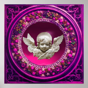 AFFICHES RENAISSANCE FLORENTINE ANGEL ROSE FLORAL COURONNE