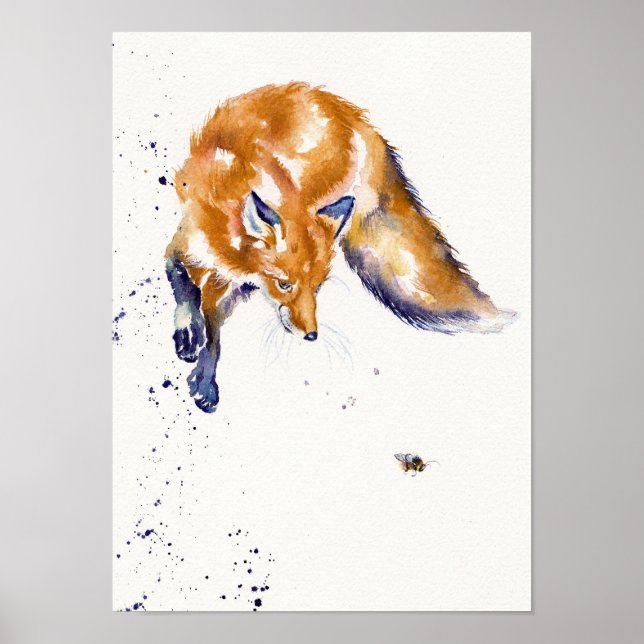Affiches Renard en saut : "Bee Leaping" (Devant)