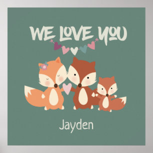 Affiches Renard Famille Personnalisé On Vous Aime
