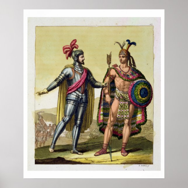 Affiches Rencontre entre Hernando Cortes (1485-1547) (Devant)