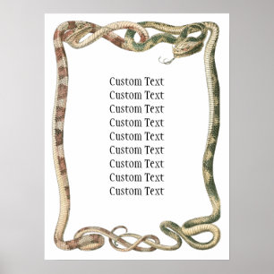 Affiches Reptiles Vintage, Serpents ou Vipères Entrelacés e