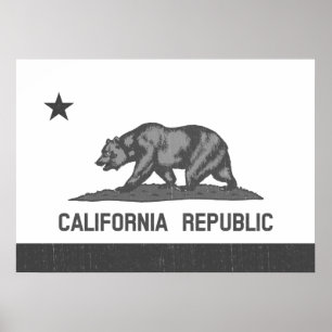 Affiches République noire et blanche de la Californie