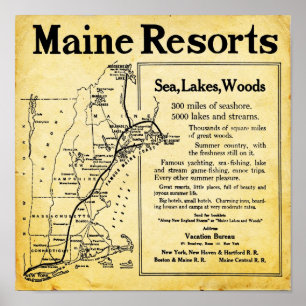 Affiches Resorts vintages Du Maine Avec Imprimantes Carte