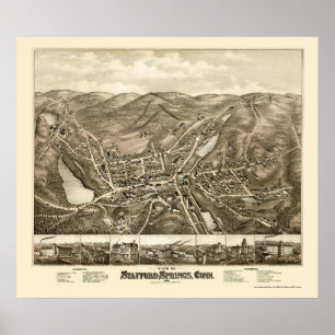 Affiches Ressorts de Stafford, carte panoramique de CT -