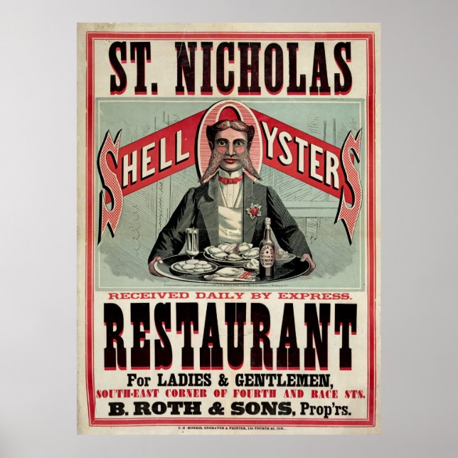 Affiches Restaurant St Nicholas, Cincinnati, Annonce Vintag (Devant)