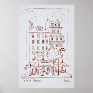 Affiches Restaurant sur le boulevard Saint-Germain, Paris