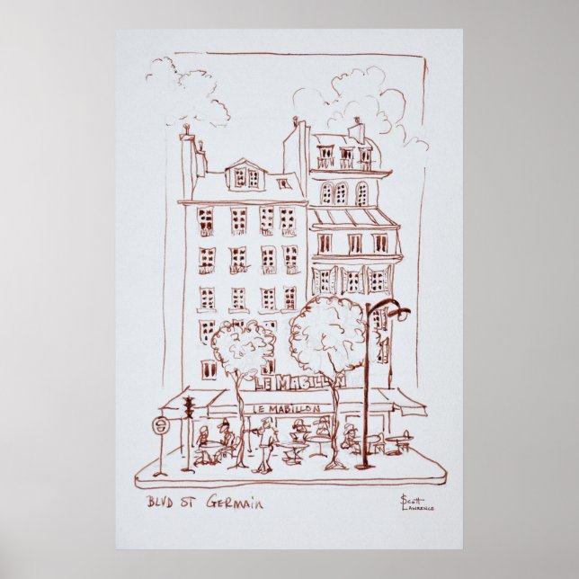 Affiches Restaurant sur le boulevard | Saint-Germain, Paris (Devant)