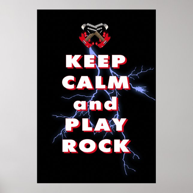 Affiches Restez calme et jouez au rock (Devant)