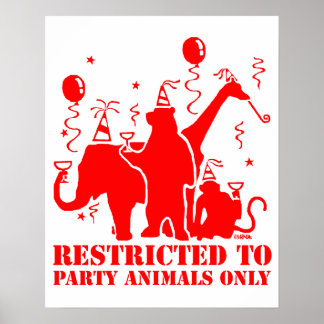 Affiches Restreint aux animaux de la partie uniquement