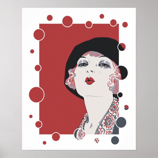 Affiches Retro 1920s Jazz Age Style flapper fille bulles (Devant)