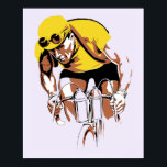 Affiches Retro art du champion cycliste<br><div class="desc">La qualité d'image la plus élevée (jusqu'à 70 40" sur 60" ou 100 sur 150 cm) est l'art vectoriel,  inspiré des vieilles images cyclables. Couleurs : jaune (quoi d'autre),  tangelo (beige),  noir et blanc magentaise. Ce grand art sur un autre cadeau Zazzle ? Demande-nous !</div>