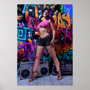 Affiches Retro Boombox Girl